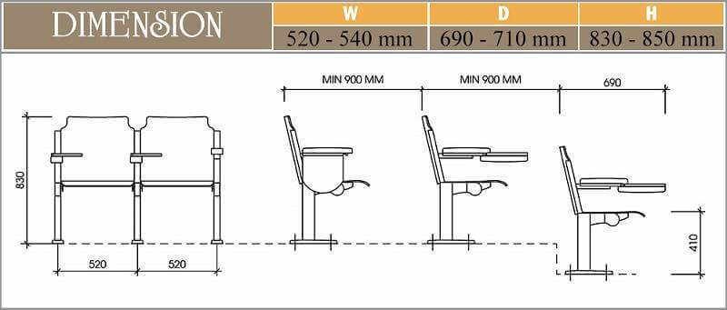Thông số kỹ thuật của ghế hội trường EVO2201B