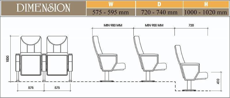 Thông số kỹ thuật của ghế hội trường Evo7602