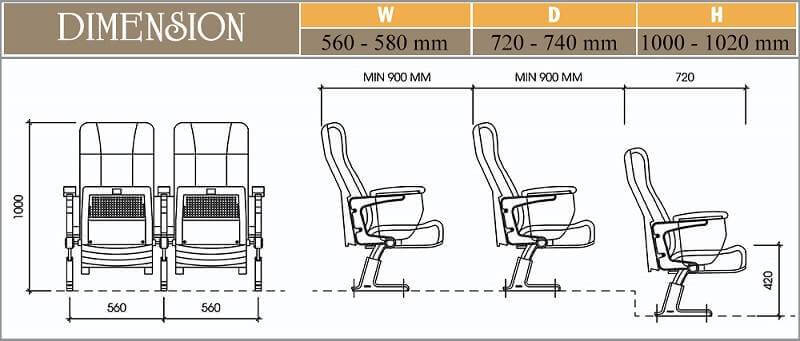Thông số kỹ thuật của ghế hội trường Evo4604B
