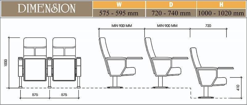 Thông số kỹ thuật của ghế hội trường EVO7601B