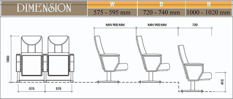 Thông số kỹ thuật của ghế hội trường Evo7602M
