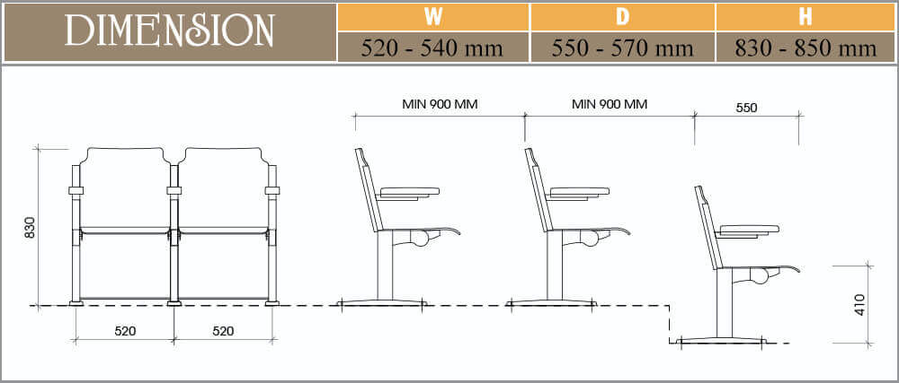 Thông số kỹ thuật của ghế hội trường EVO2201M