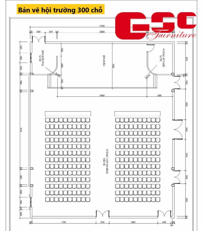 Bản vẽ thiết kế hội trường 300 chỗ 