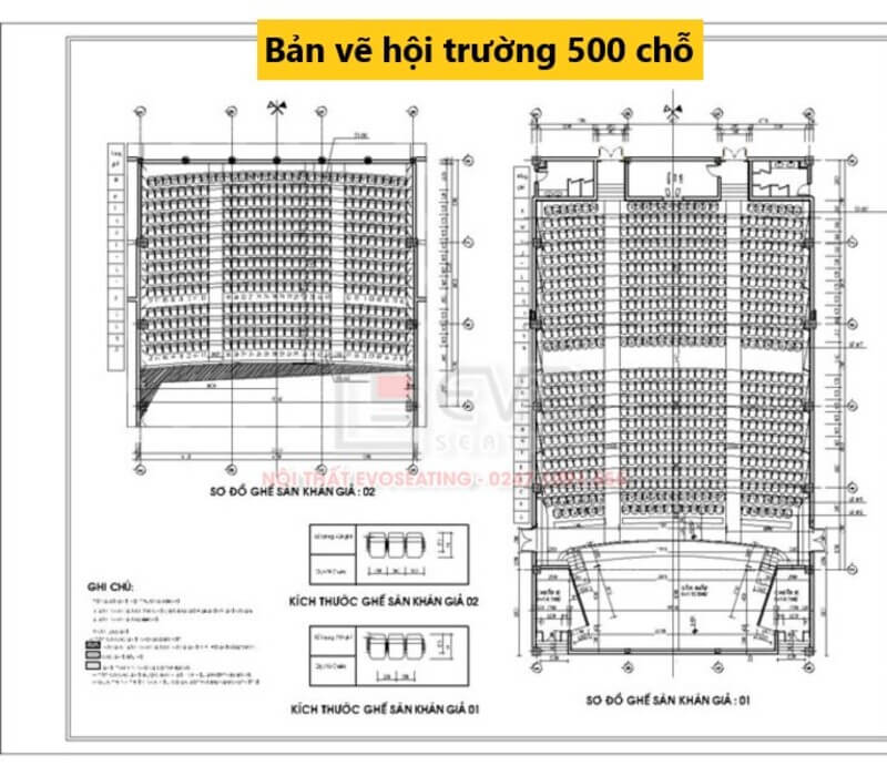 File cad hội trường 500 chỗ 