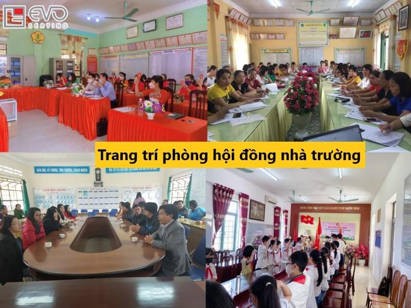 Mẫu trang trí phòng hội đồng nhà trường 
