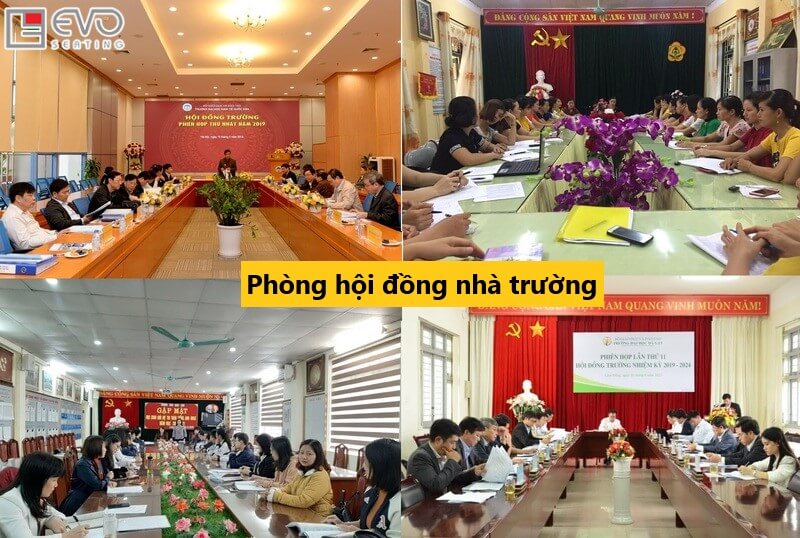 Mẫu trang trí phòng hội đồng nhà trường 