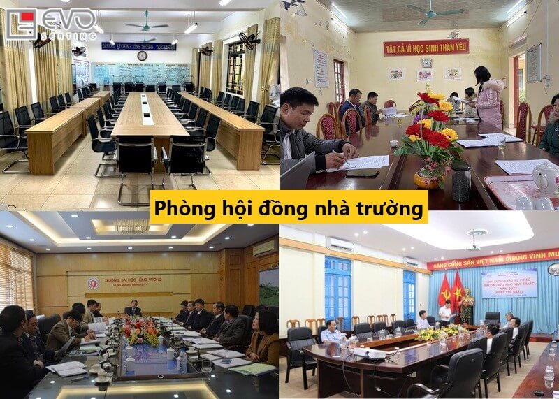 Mẫu trang trí phòng hội đồng nhà trường 
